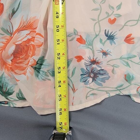 Lulus Maxi Dress XS Floral Chiffon Peach Plunge Wedding Guest - Picture 7 of 7